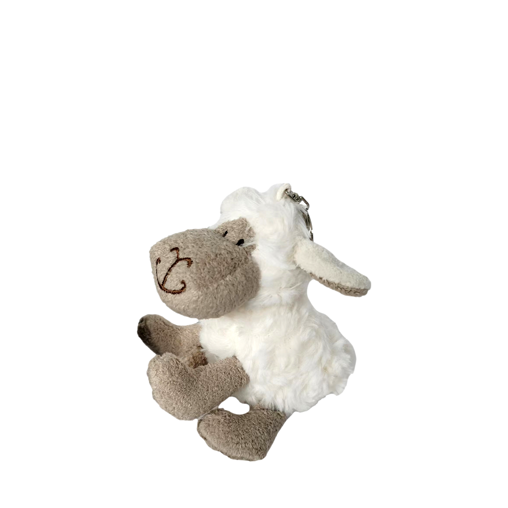 Plush toy sheep on a white background