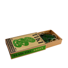 Box of a green Tiki with a  cardboardbox on a white background