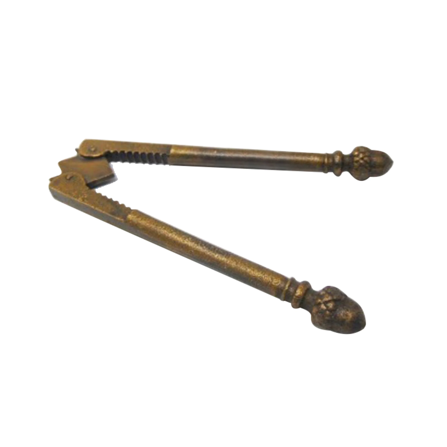 Pair of vintage-style brass nut crackers on a white background