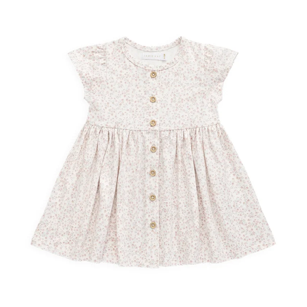 Jamie Kay Organic Cotton Dahlia Dress - Posy Milk