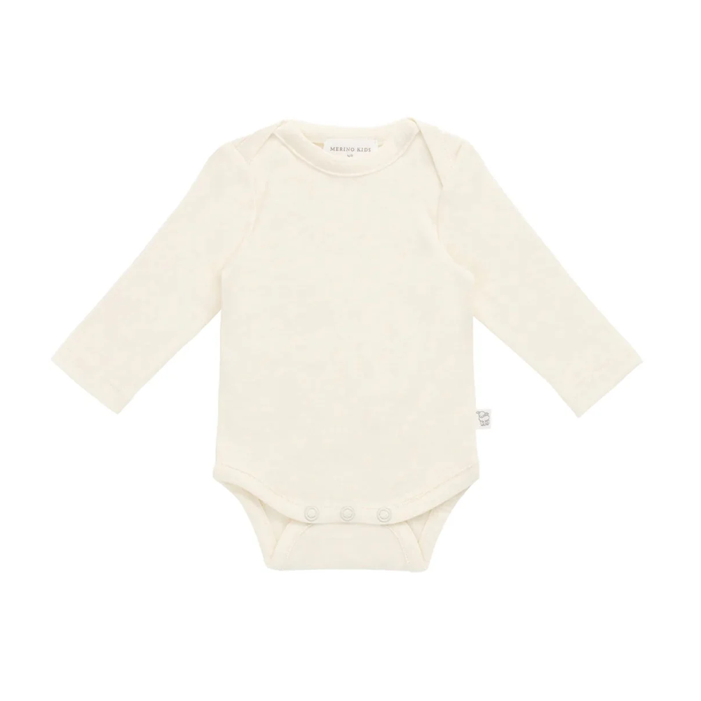 Jamie Kay/Merino Kids Merino Long Sleeve Envelope Bodysuit - Cloud
