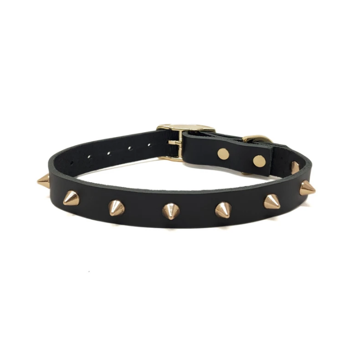 Gold Noir Leather Collar |  Black/Gold