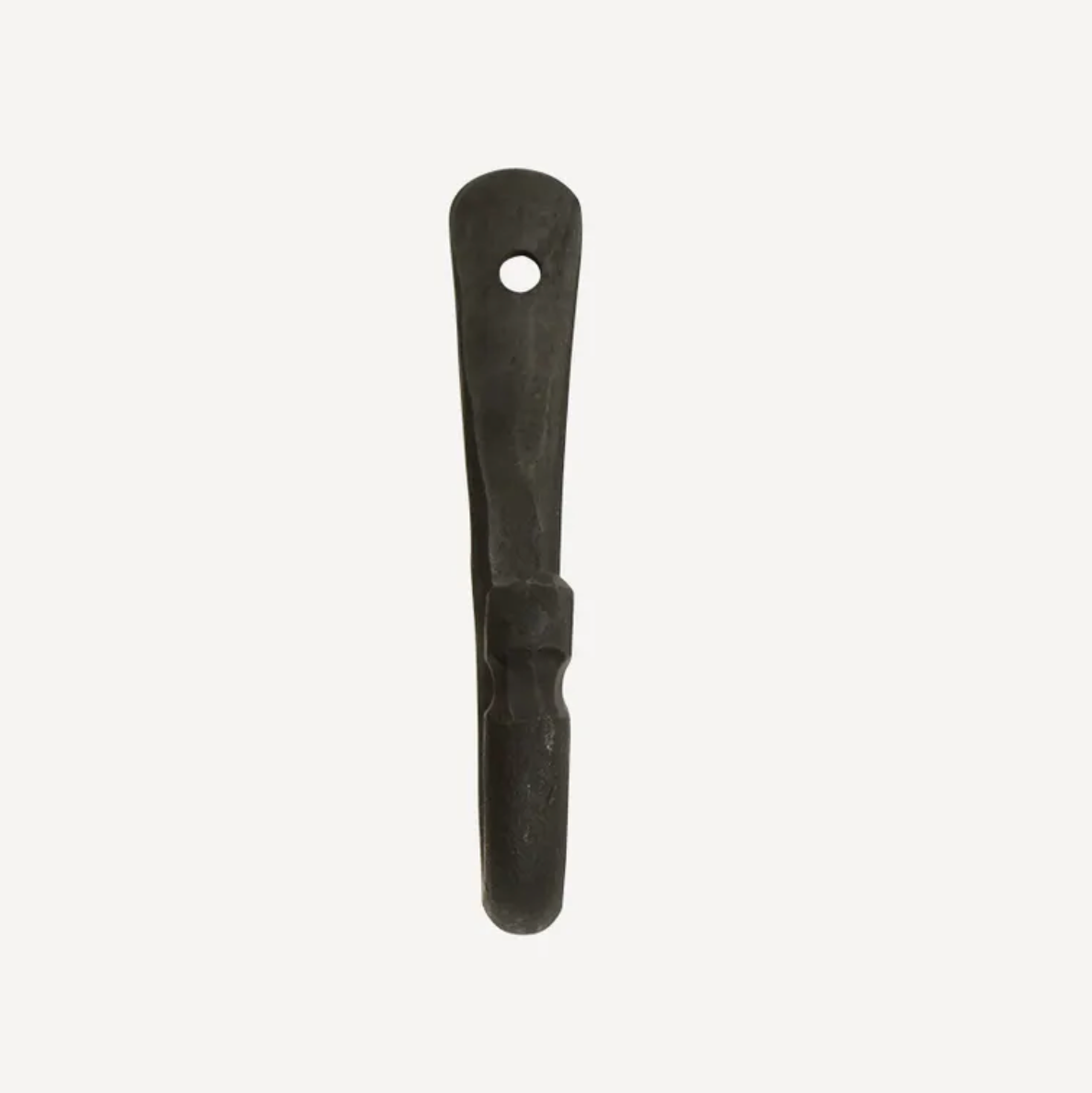 Black metal tool with a handle on a white background