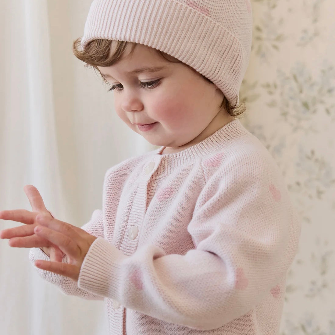 Jamie Kay Kate Cardigan - Kate Heart Jacquard Cotton Candy