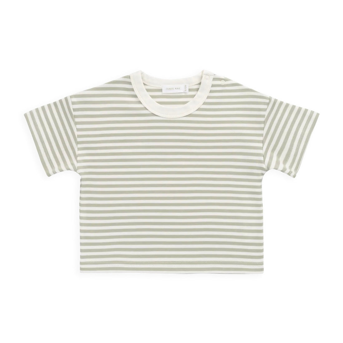 Jamie Kay Pima Cotton Wesley Tee - Narrow Stripe Lichen / Cloud