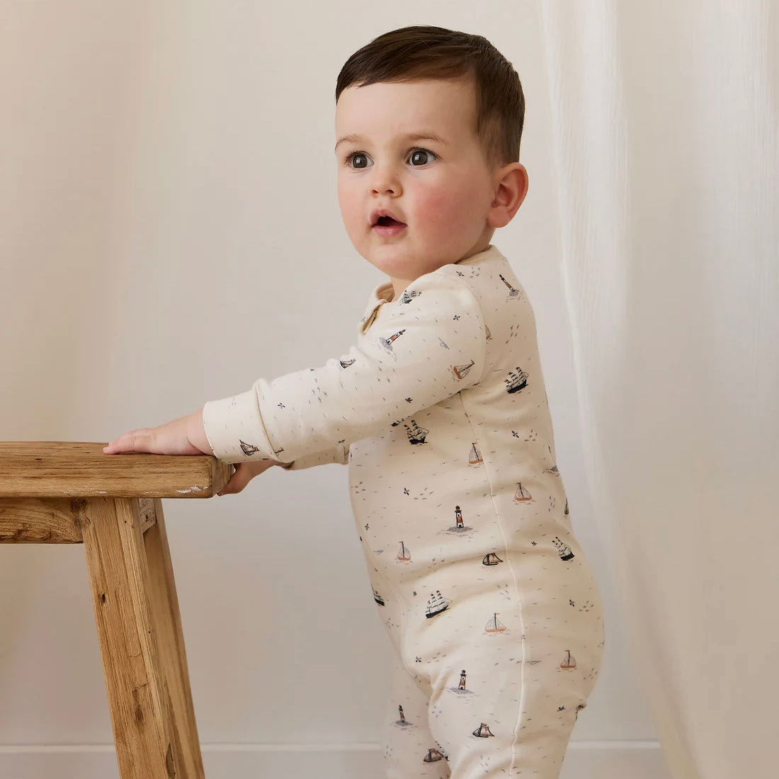 Jamie Kay Organic Cotton Reese Zip Onepiece - Sailing Day
