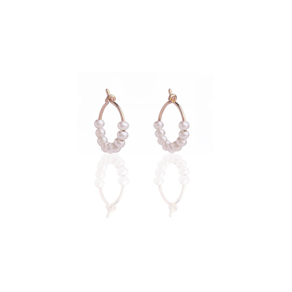 gold filled pearl hoop earrings