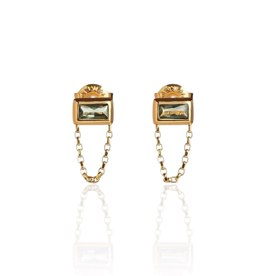 Earrings | Baguette Cut Chain Studs
