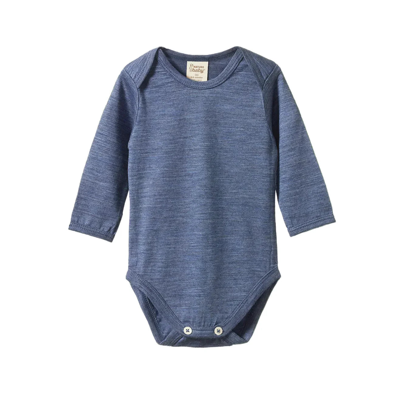 Nature Baby | Merino Wool Long Sleeve Bodysuit - Vintage Indigo Marl