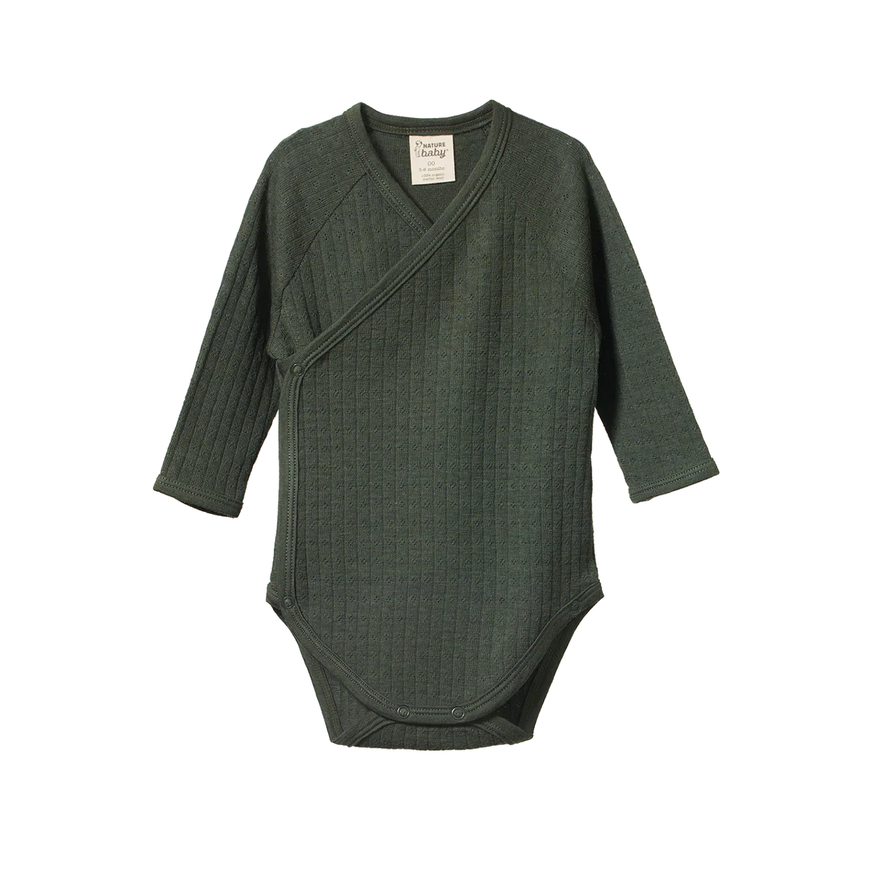 Nature Baby | Merino Wool Long Sleeve Bodysuit Pointelle - Thyme