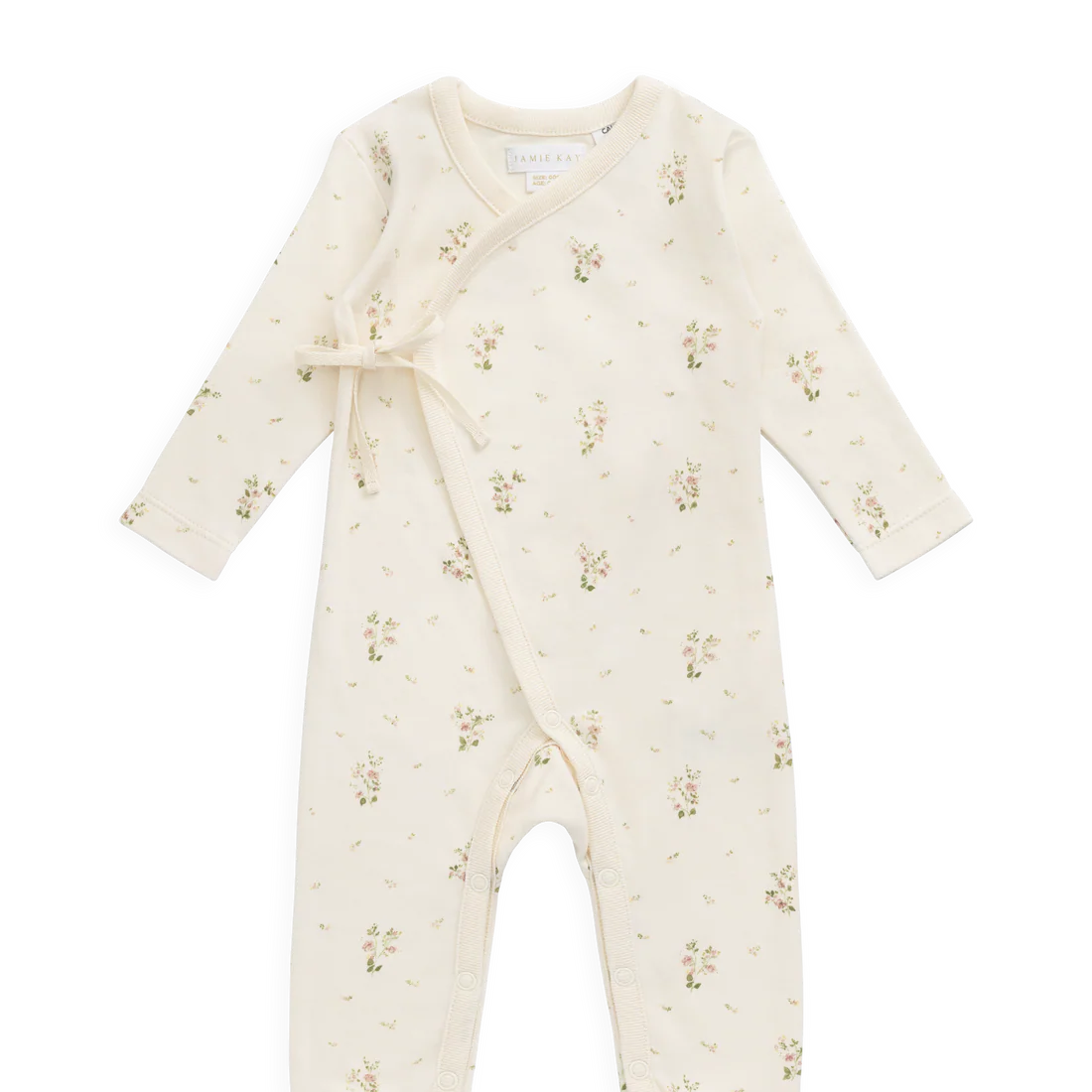 Baby onesie with a pattern on a white background