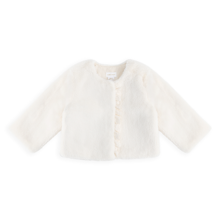 White fluffy jacket on a white background