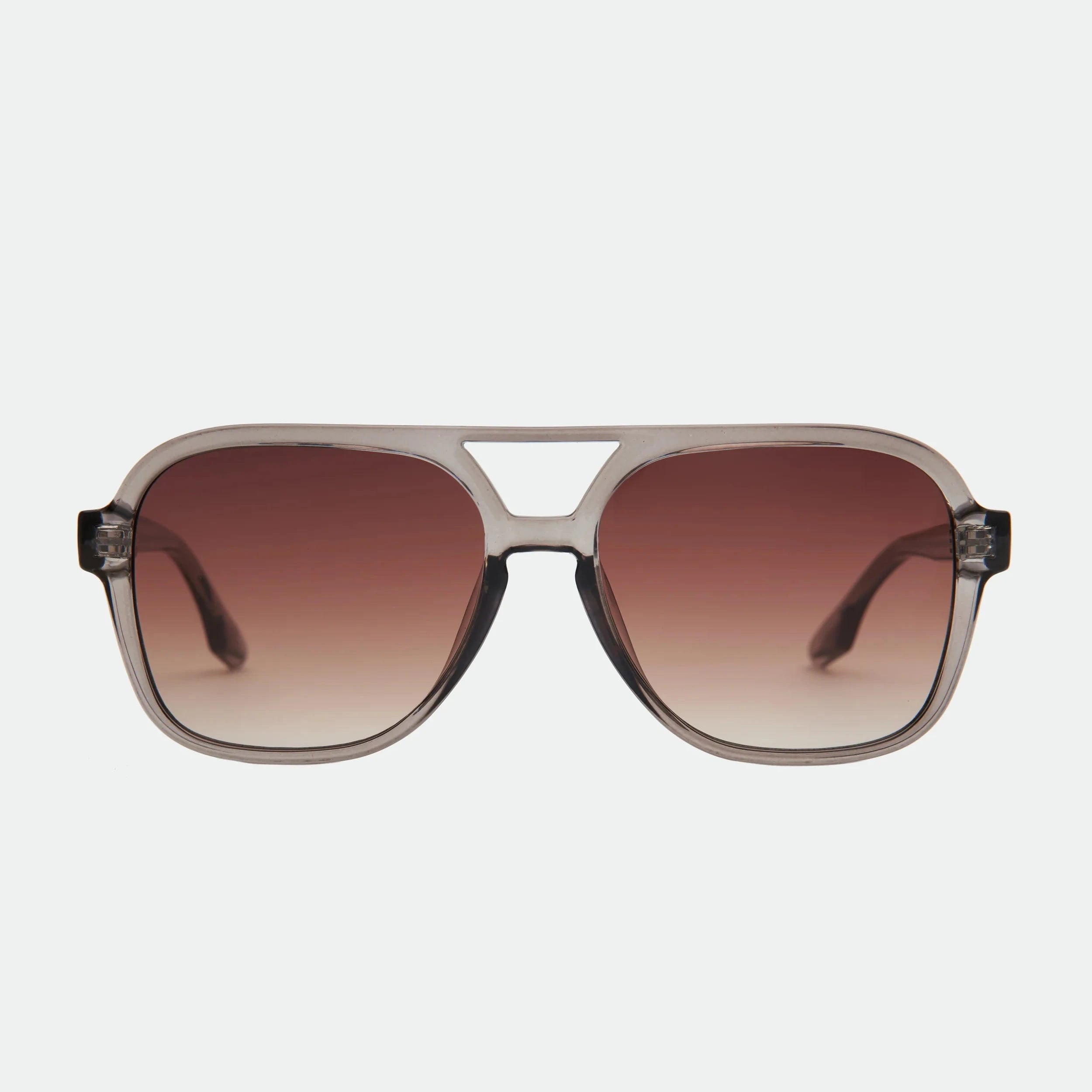 Sunglasses with gradient lenses on a white background