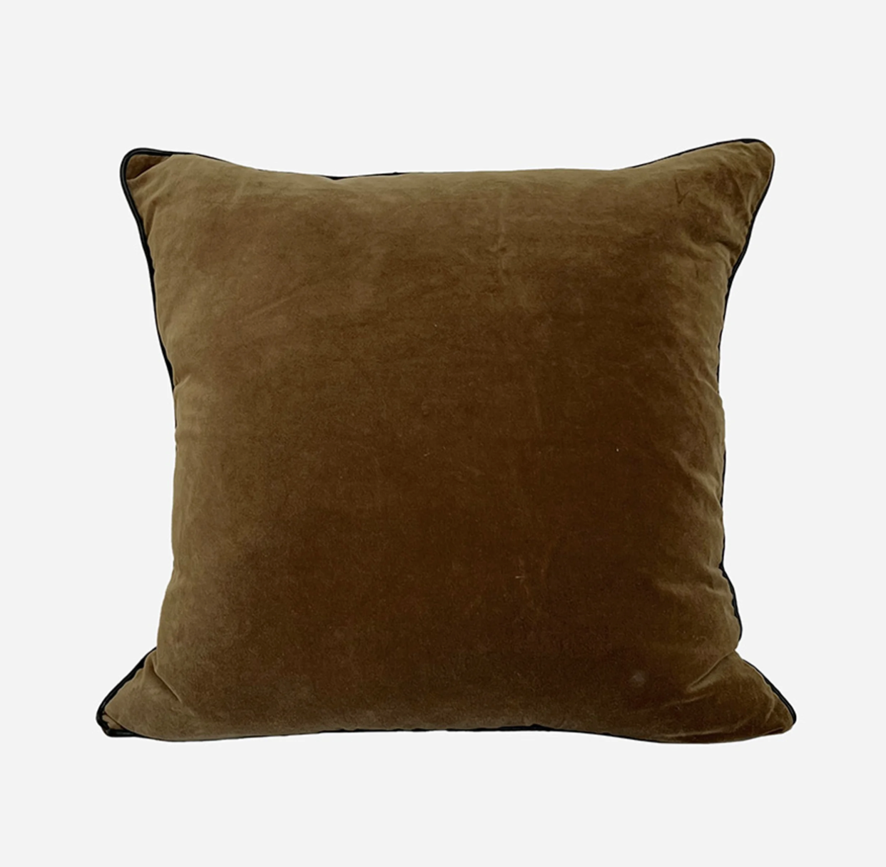 Brown velvet pillow on a white background