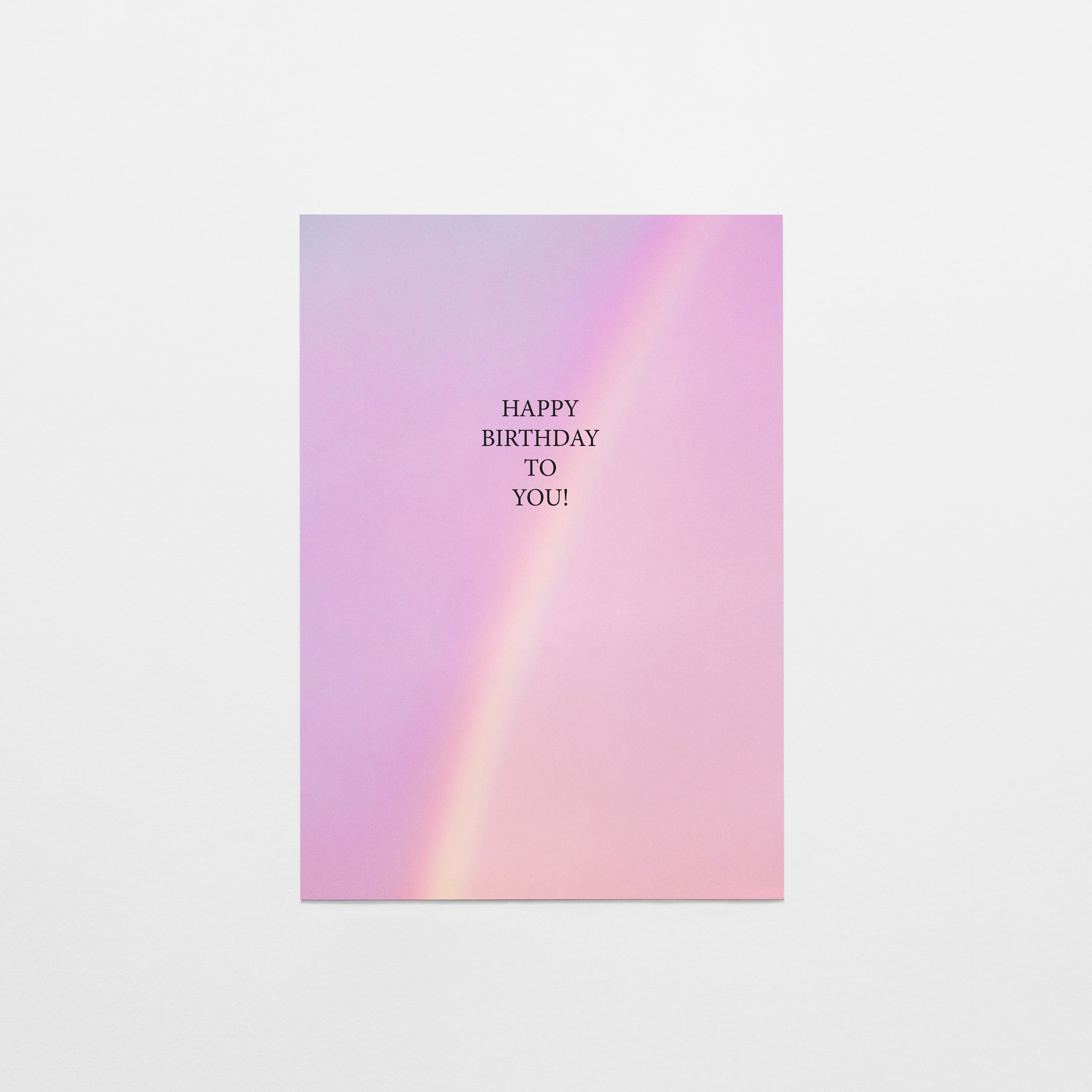 Gradient card with rainbow and 'Happy Birthday To You!' text on a light purple background