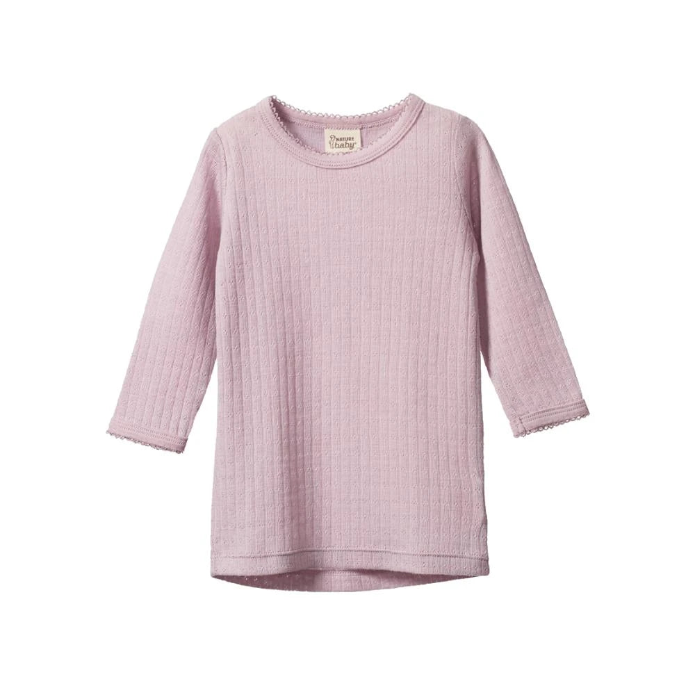 Nature Baby | Merino Wool Long Sleeve Cloud Tee Pointelle - Lilac