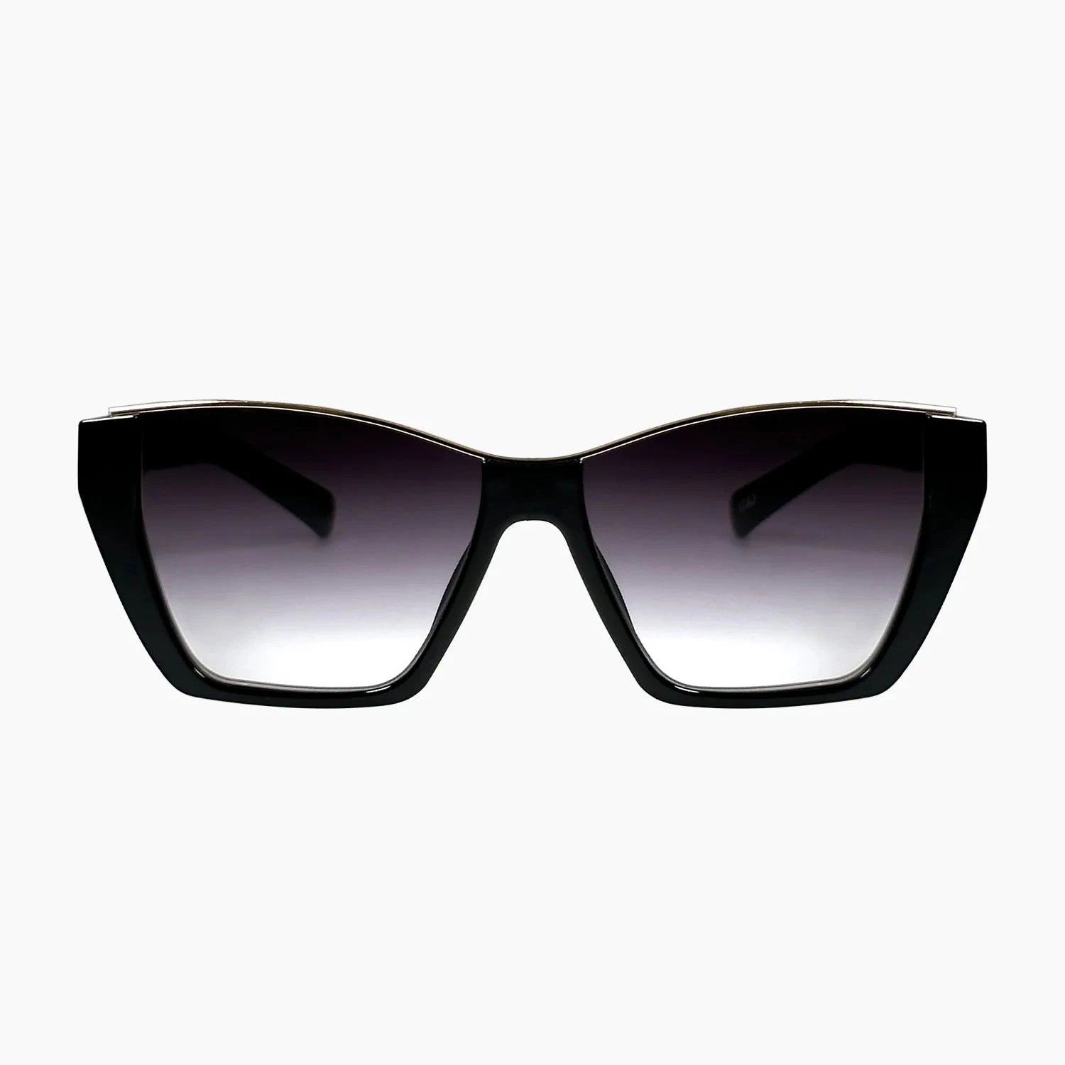 Black sunglasses with gradient lenses on a white background