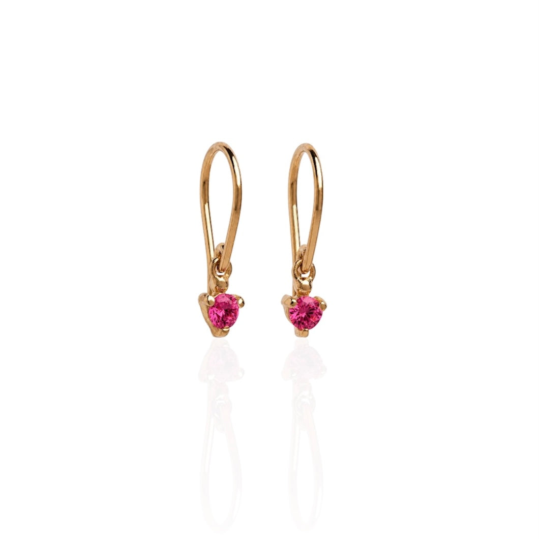 Earrings | Droplet Gold + Pink Stone
