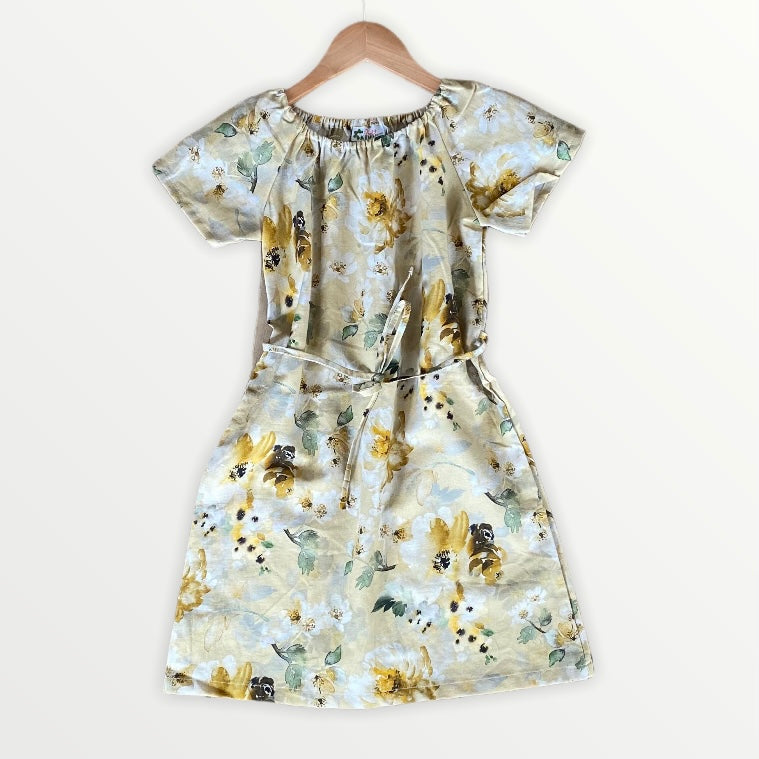 Pixie Dress | Mustard Peonies