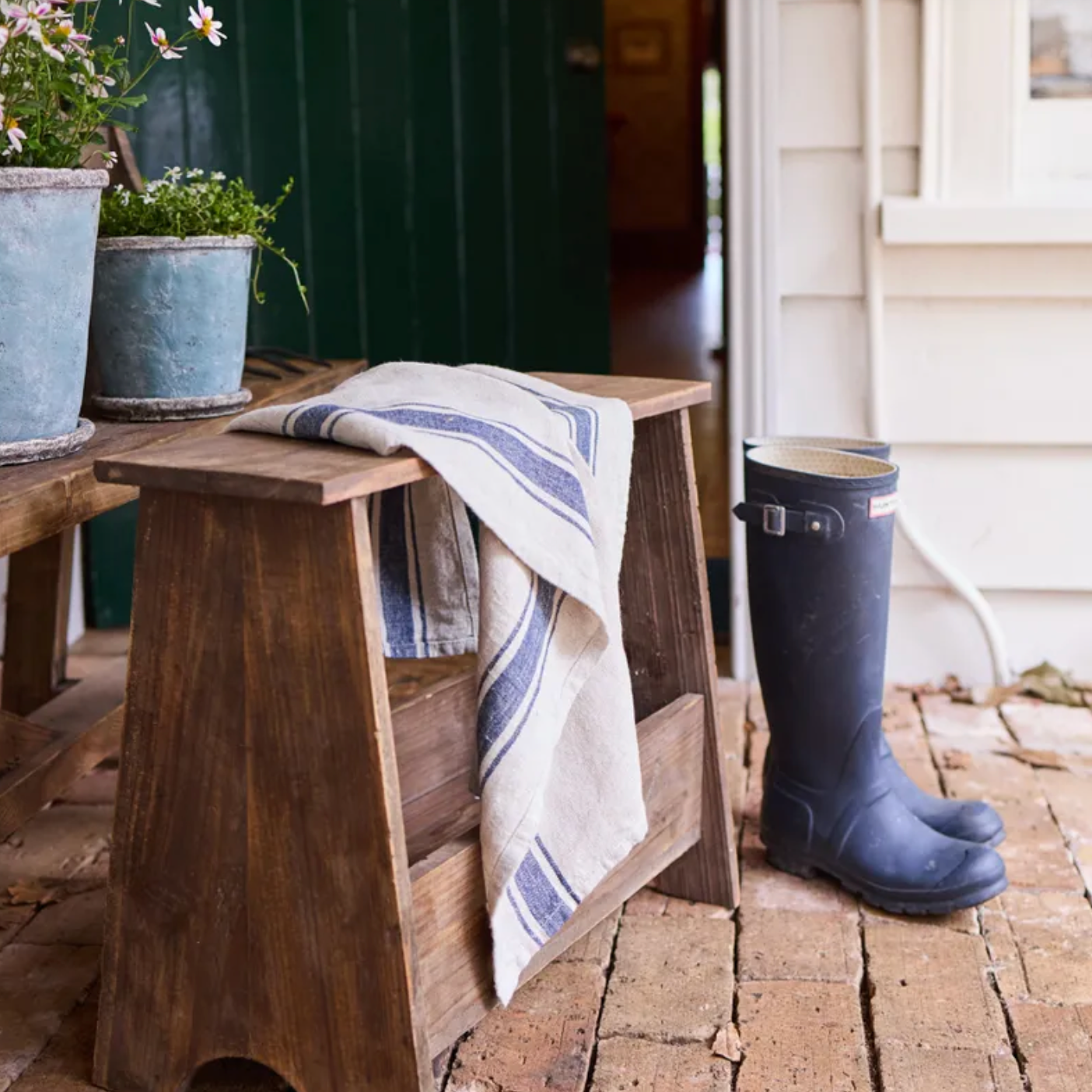 Stool | Wooden with Storage Shelf