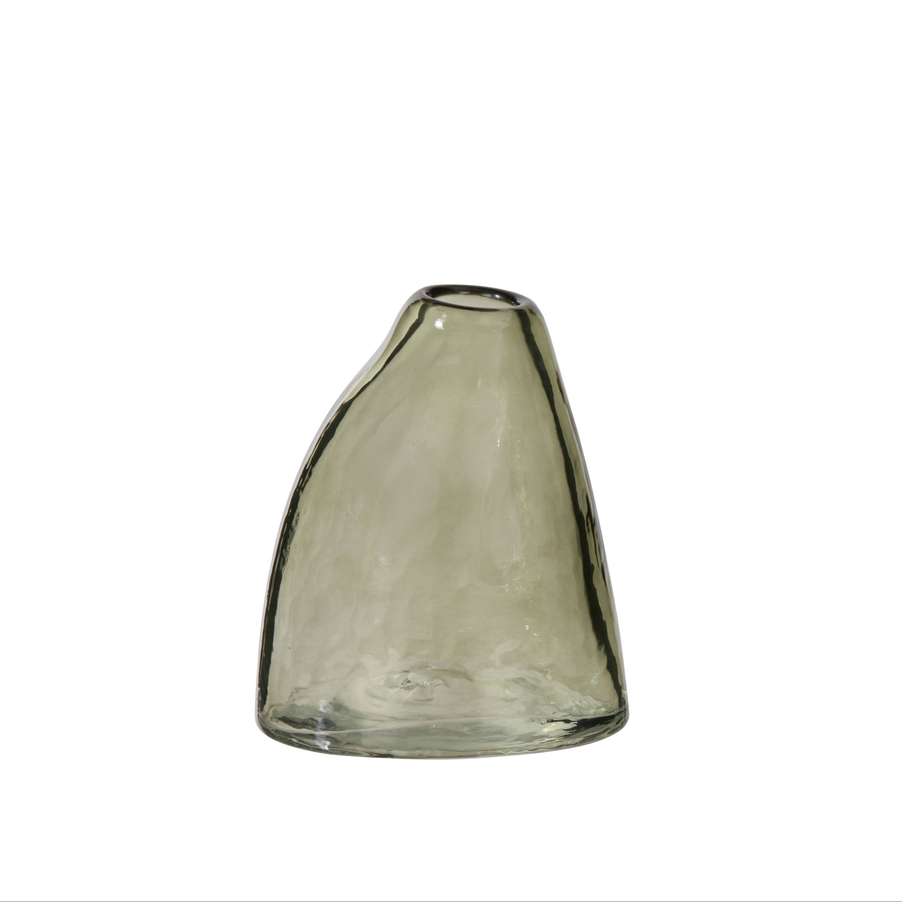 Sage green glass vase on a white background