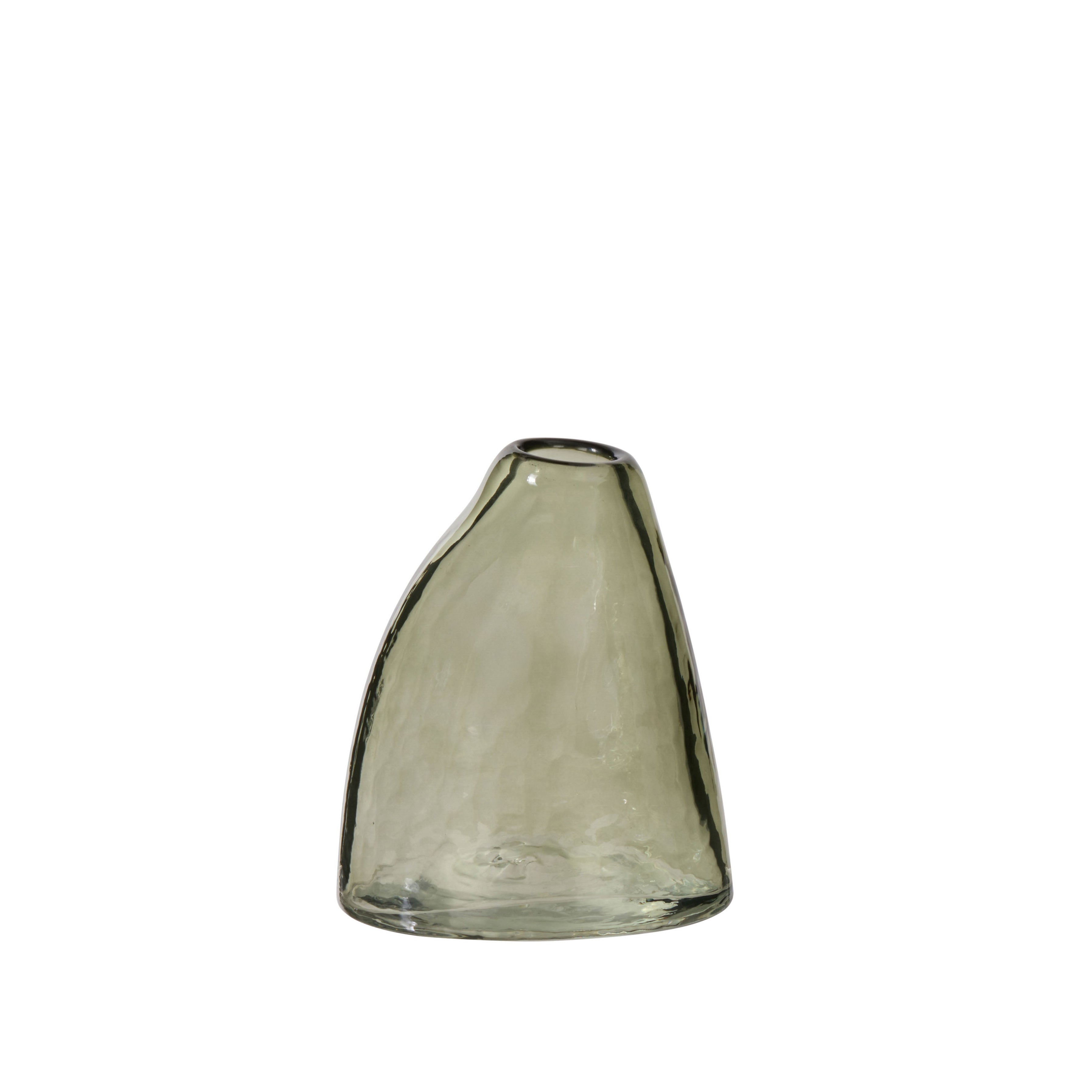 Sage green glass vase on a white background