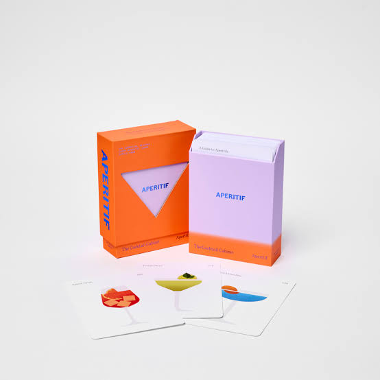 Two 'Aperitif' boxes, one orange and one purple, on a white background.