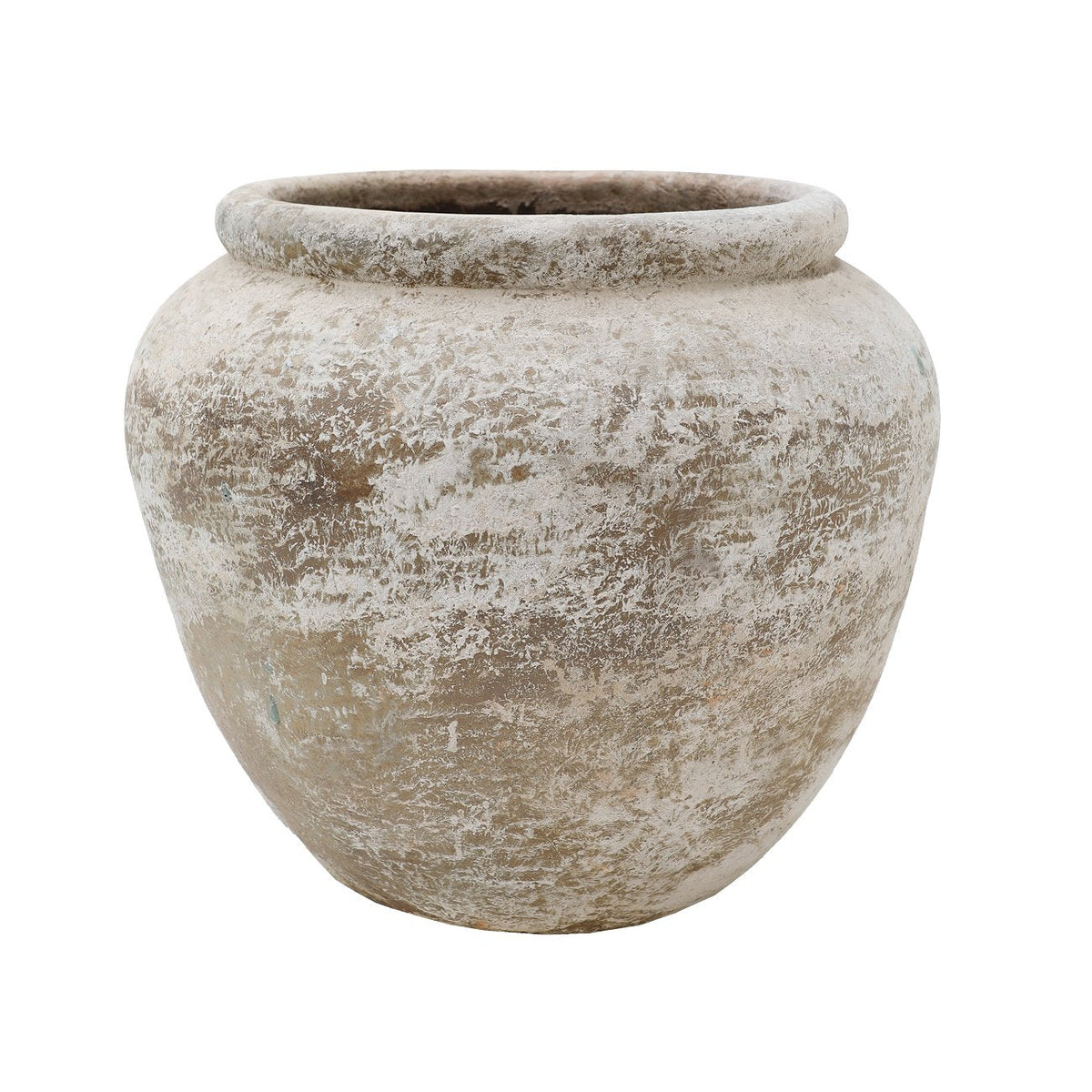 Vintage-style terracotta pot on a white background
