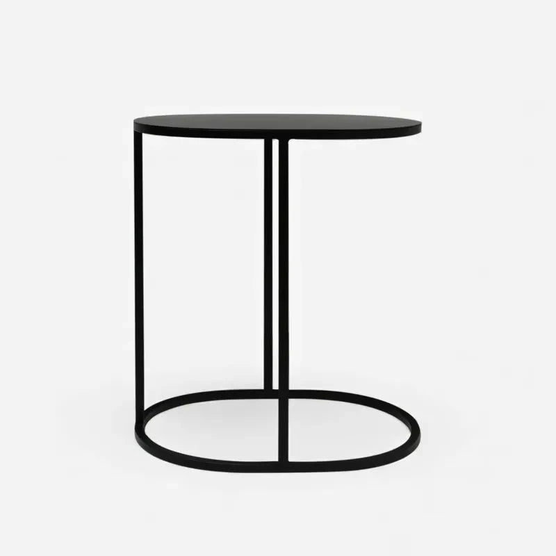 Black side table on a white background