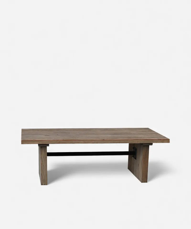 Wooden coffee table on a white background