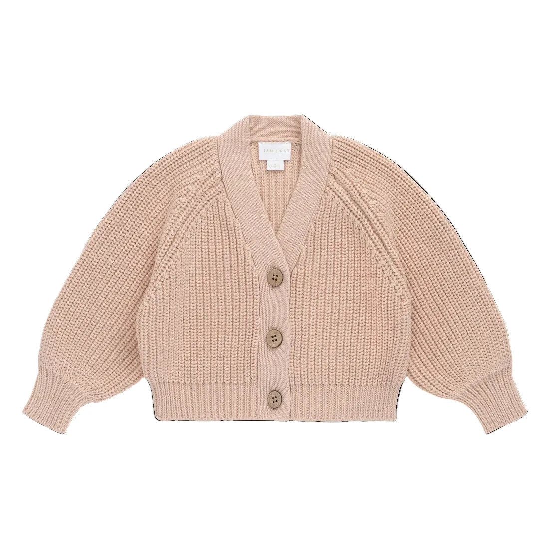 Beige knitted cardigan on a white background
