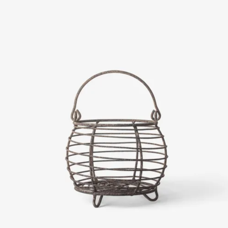 Metal Wire basket with handles on a white background