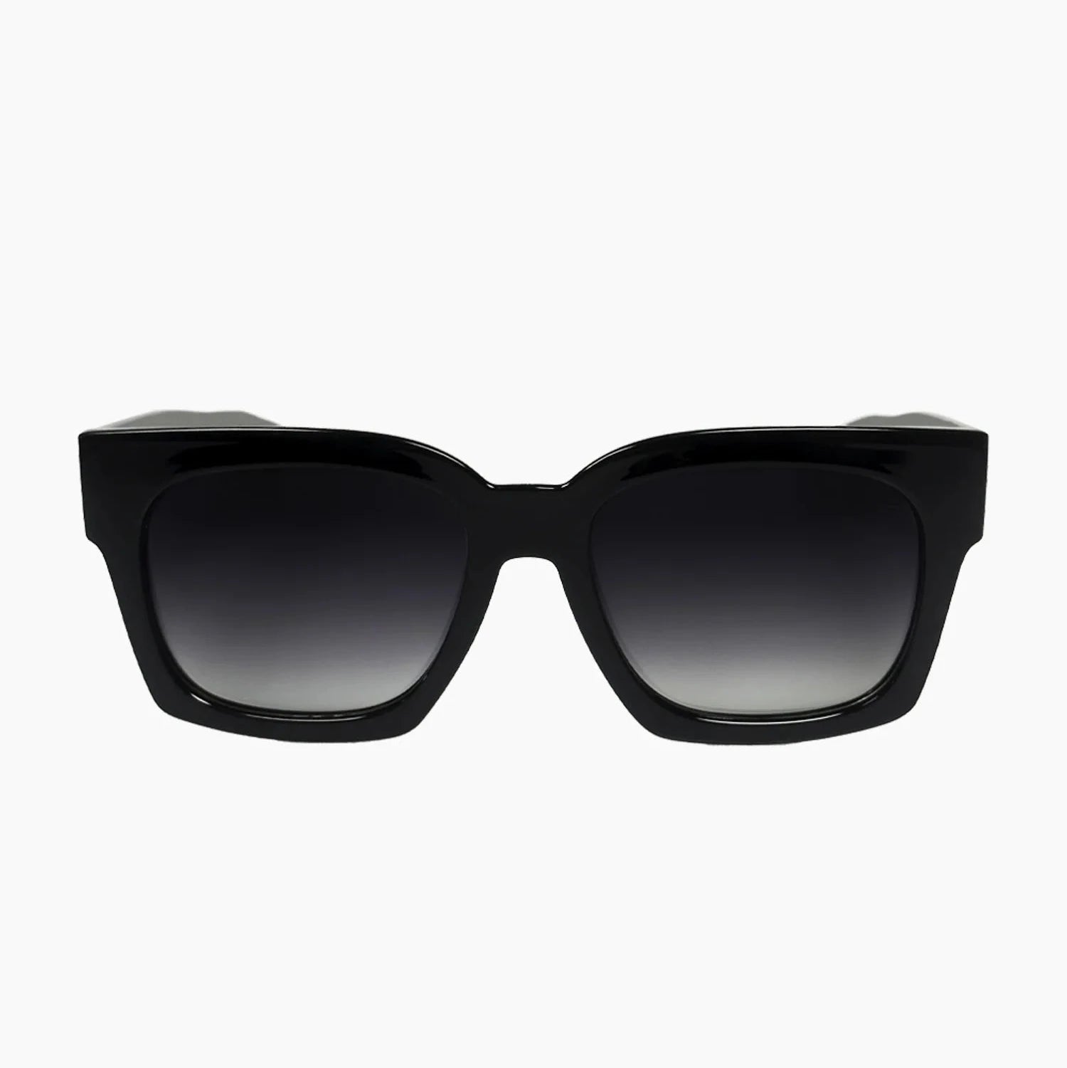 Black sunglasses with gradient lenses on a white background