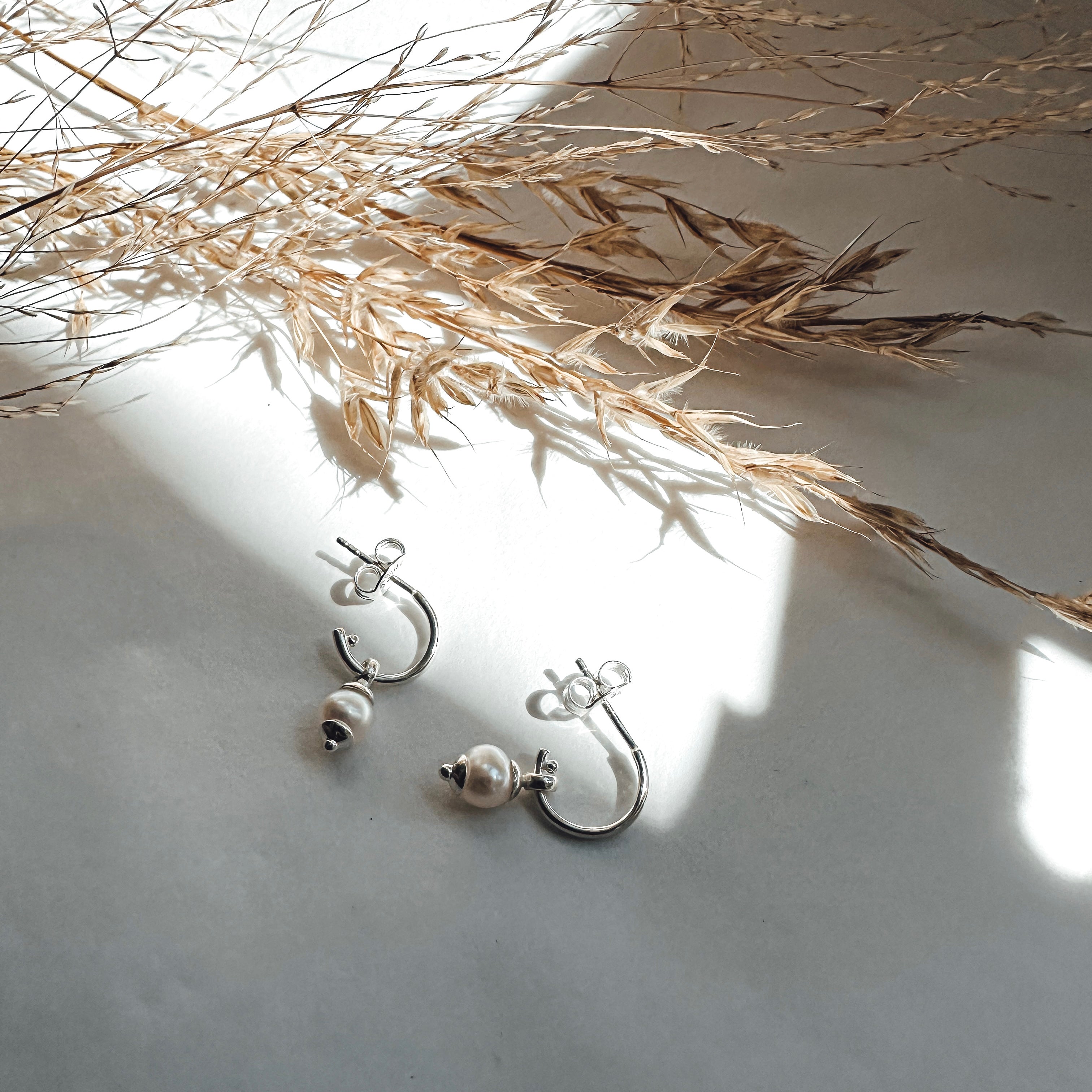 Freshwater Pearl Hoops | Sterling Silver