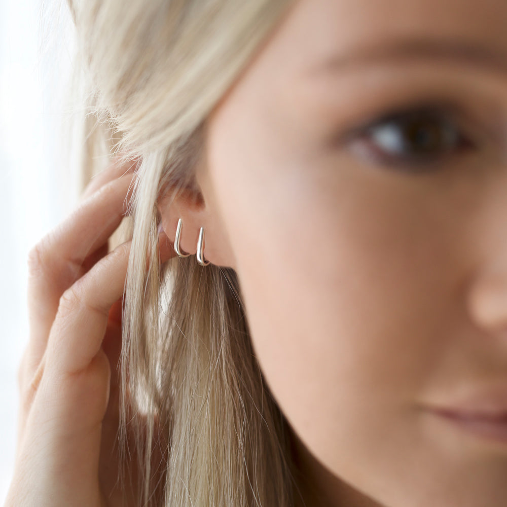 Earrings | Thin J Wrap studs