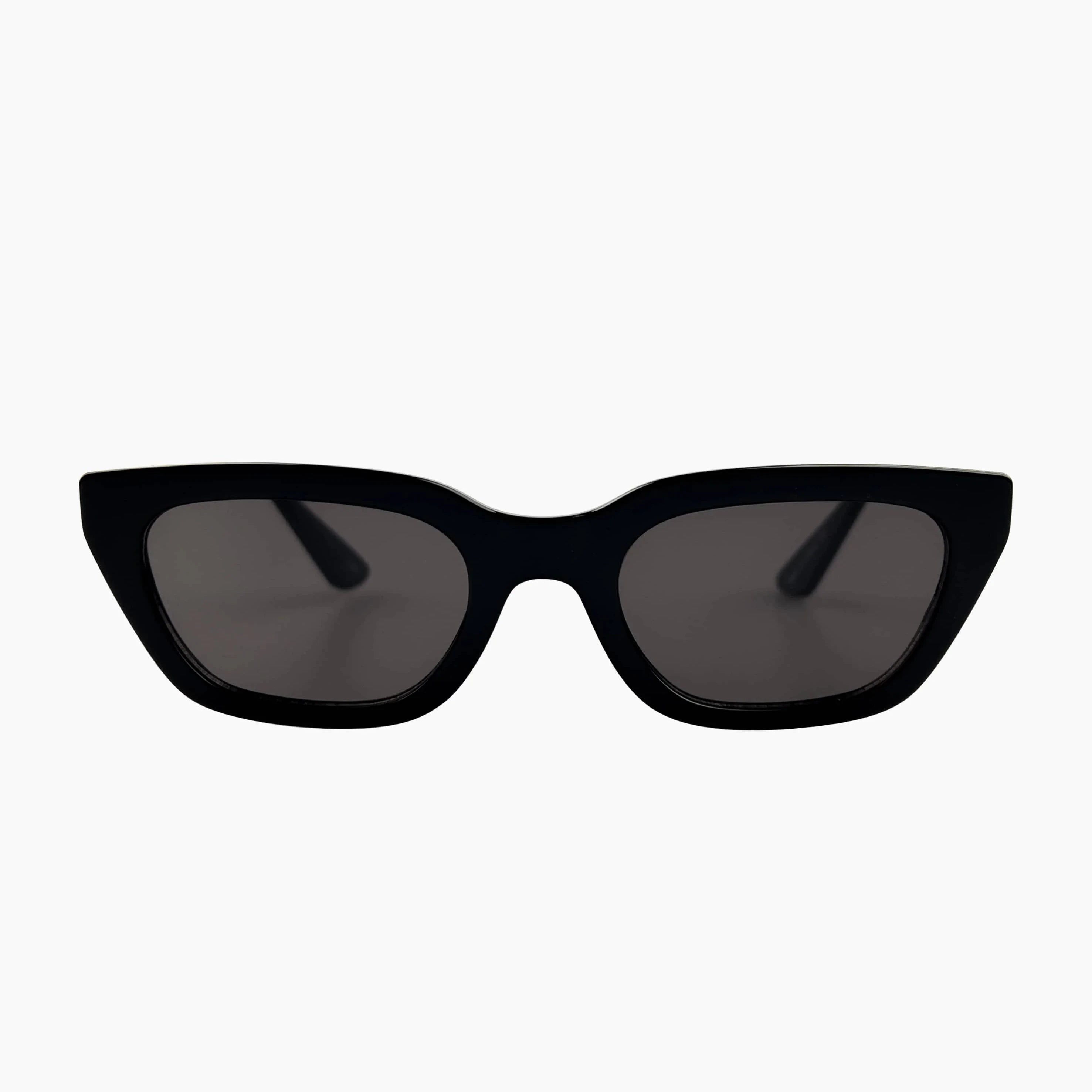 Black cat-eye sunglasses on a white background