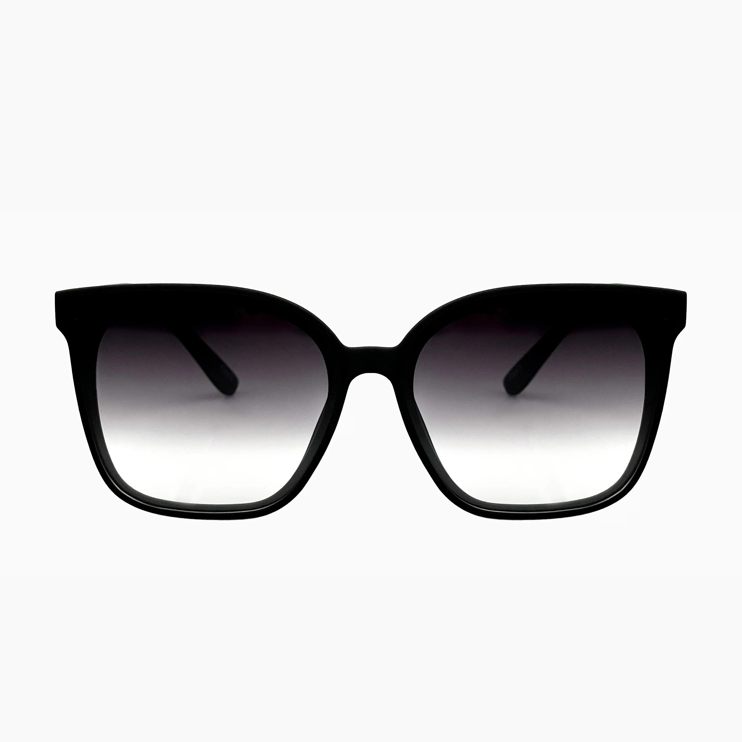 Black sunglasses with gradient lenses on a white background
