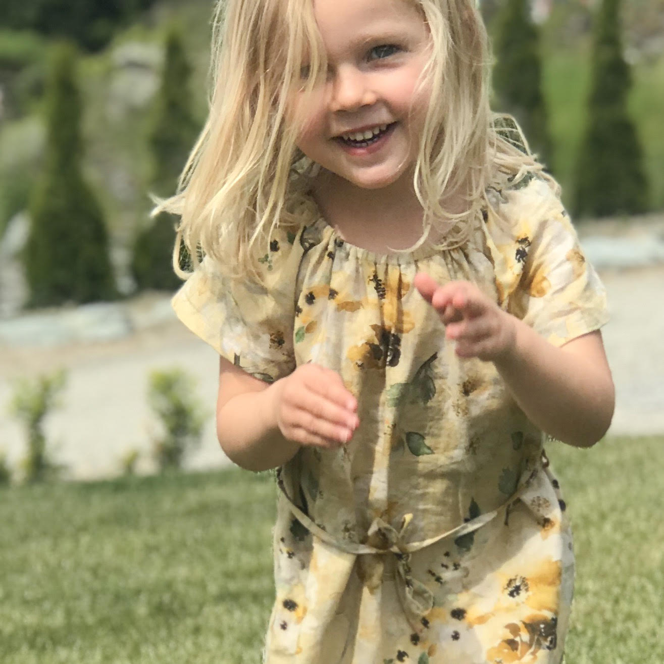 Pixie Dress | Mustard Peonies